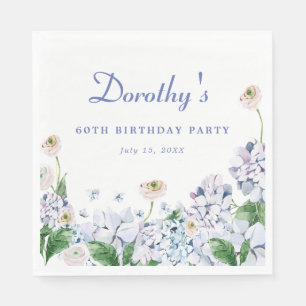 Serviette En Papier Hydrangea Rose 60e anniversaire Personnalisé