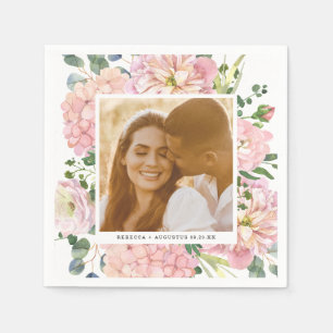 Serviette En Papier Hydrangea Rose Aquarelle rose Photo florale