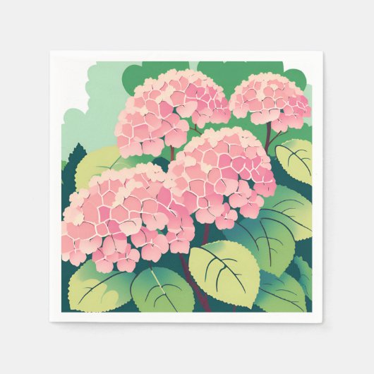 Serviette En Papier Hydrangea Rose Fleur Élégant Jardin (Devant)