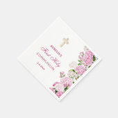 Serviette En Papier Hydrangea Rose Première Communion (Coin)