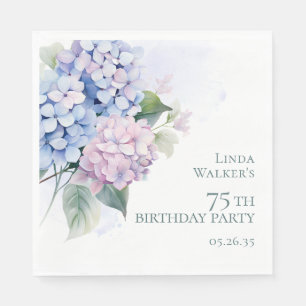 Serviette En Papier Hydrangeas 75e fête d'anniversaire