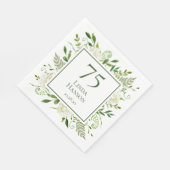 Serviette En Papier Hydrangeas blanches pour 75e anniversaire (Coin)