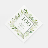 Serviette En Papier Hydrangeas blancs pour 100e anniversaire (Coin)
