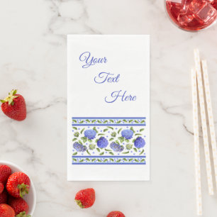 Serviette En Papier Hydrangeas Bleues Personnalisées Partout Botanique