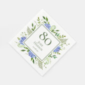 Serviette En Papier Hydrangeas bleues pour 80e anniversaire (Coin)