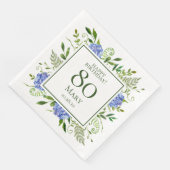 Serviette En Papier Hydrangeas bleues pour 80e anniversaire (Coin)