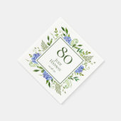 Serviette En Papier Hydrangeas bleues pour 80e anniversaire (Coin)