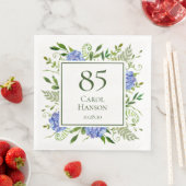 Serviette En Papier Hydrangeas bleues pour 85e anniversaire (En situation)
