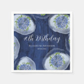 Serviette En Papier Hydrangeas Bleus Clair Bois 40ème Fête d'Anniversa (Devant)