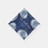Serviette En Papier Hydrangeas Bleus Clair Bois 40ème Fête d'Anniversa (Coin)