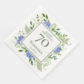 Serviette En Papier Hydrangeas bleus pour 70e anniversaire (Coin)