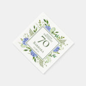 Serviette En Papier Hydrangeas bleus pour 70e anniversaire (Coin)