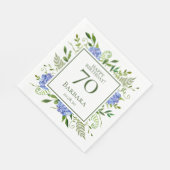 Serviette En Papier Hydrangeas bleus pour 70e anniversaire (Coin)