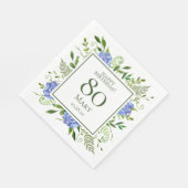 Serviette En Papier Hydrangeas bleus pour 80e anniversaire (Coin)