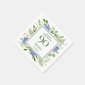 Serviette En Papier Hydrangeas bleus pour 90e anniversaire (Coin)