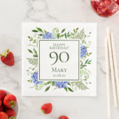 Serviette En Papier Hydrangeas bleus pour 90e anniversaire (En situation)