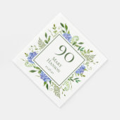 Serviette En Papier Hydrangeas bleus pour 90e anniversaire (Coin)