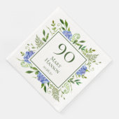 Serviette En Papier Hydrangeas bleus pour 90e anniversaire (Coin)