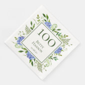 Serviette En Papier Hydrangeas bleus pour les 100 ans (Coin)