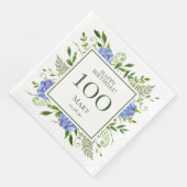 Serviette En Papier Hydrangeas bleus pour les 100 ans (Coin)
