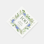 Serviette En Papier Hydrangeas bleus pour les 100 ans (Coin)
