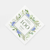 Serviette En Papier Hydrangeas bleus pour les 100 ans (Coin)