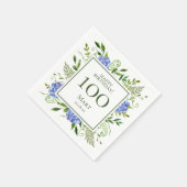 Serviette En Papier Hydrangeas bleus pour les 100 ans (Coin)