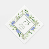 Serviette En Papier Hydrangeas Bleus pour les 75 ans (Coin)