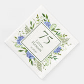 Serviette En Papier Hydrangeas Bleus pour les 75 ans (Coin)