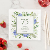 Serviette En Papier Hydrangeas Bleus pour les 75 ans (En situation)