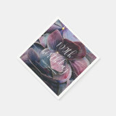 Serviette En Papier Hydrangeas Bleus Violets Or Elégants 100e Annivers (Coin)