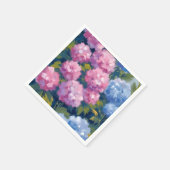 Serviette En Papier Hydrangeas d'été | Fleurs côtières roses et bleues (Coin)