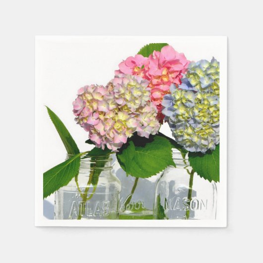 Serviette En Papier Hydrangeas et jarre de Mason (Devant)
