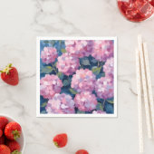 Serviette En Papier Hydrangeas Florales Rose Tendre (En situation)