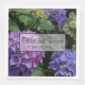 Serviette En Papier Hydrangeas jardin fleuri bleu violet (Devant)