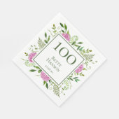 Serviette En Papier Hydrangeas roses pour 100e anniversaire (Coin)