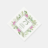 Serviette En Papier Hydrangeas roses pour 75e anniversaire (Coin)