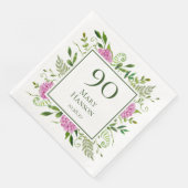 Serviette En Papier Hydrangeas roses pour 90e anniversaire (Coin)