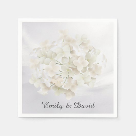 Serviette En Papier Hydrangée Blanche Sur Abstrait Blanc (Devant)