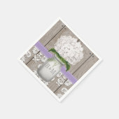 Serviette En Papier Hydrangée blanche violette monogramme Mason Jar (Coin)