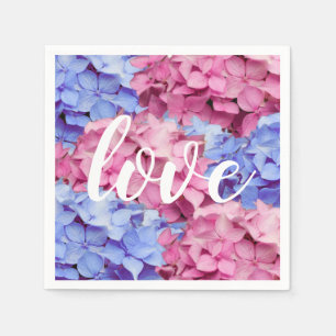 Serviette En Papier Hydrangée bleu céleste rose et bébé