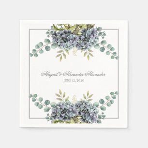 Serviette En Papier Hydrangée pourrie Eucalyptus Mariage
