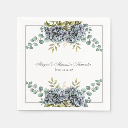 Serviette En Papier Hydrangée pourrie Eucalyptus Mariage (Devant)