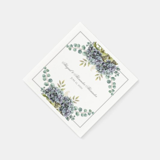 Serviette En Papier Hydrangée pourrie Eucalyptus Mariage (Coin)