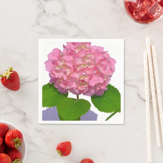 Serviette En Papier Hydrangée rose rose fleur rose (En situation)
