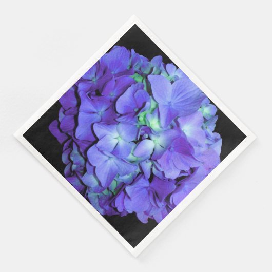 Serviette En Papier Hydrangée violette et turquoise, fleurs bleu viole (Coin)