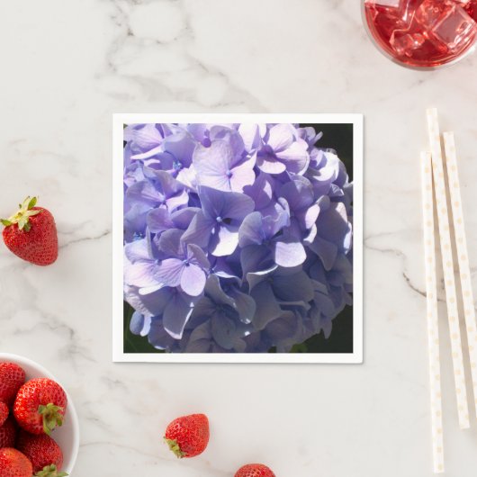 Serviette En Papier Hydrangée violette fleurs pourpres (En situation)