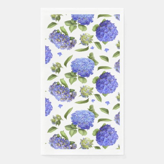 Serviette En Papier Hydrangées bleues sur papier floral Motif (Devant)