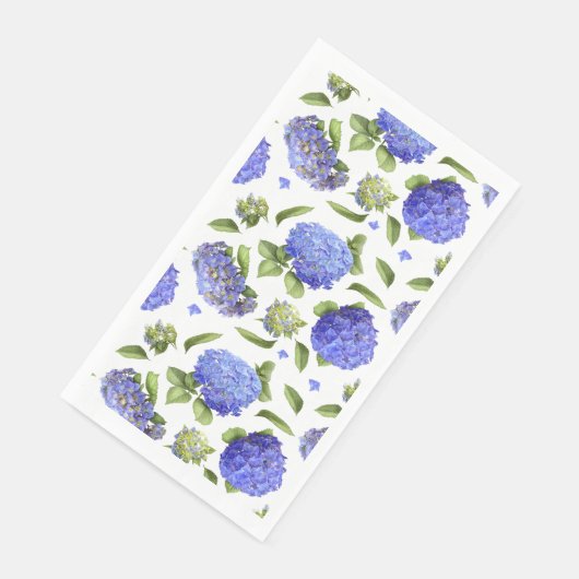 Serviette En Papier Hydrangées bleues sur papier floral Motif (Coin)