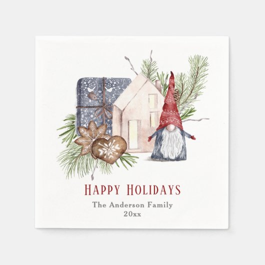 Serviette En Papier Hygge Christmas mignon Gnome Nordic Holidays (Devant)